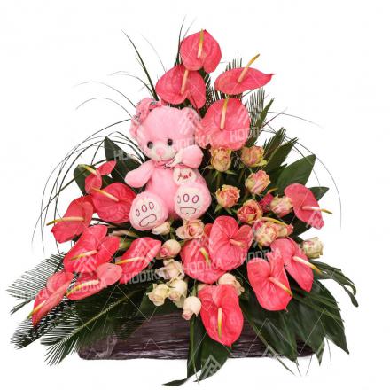 تزیین سبد گل برای تولد نوزاد