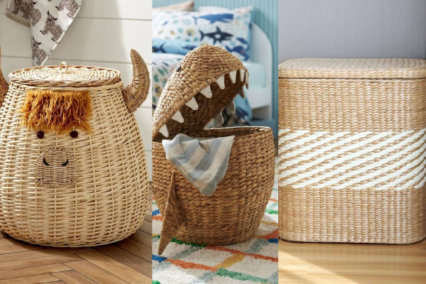 سبد حصیری رنگی برای رخت‌شویی